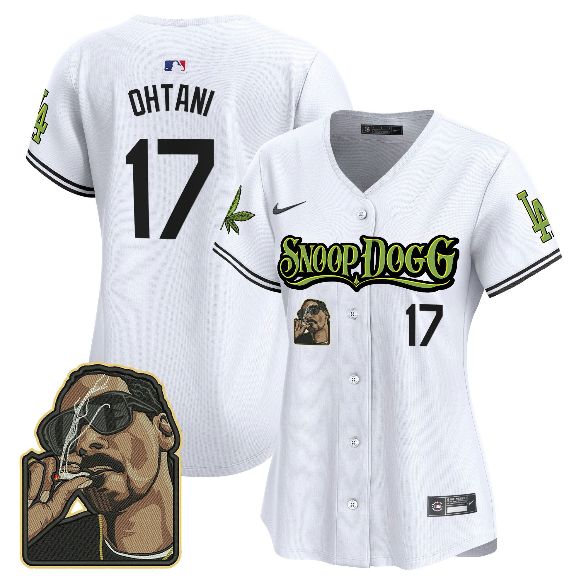 Shohei Ohtani 17 Los Angeles Dodgers Snoop Dogg White MLB Jersey Women's