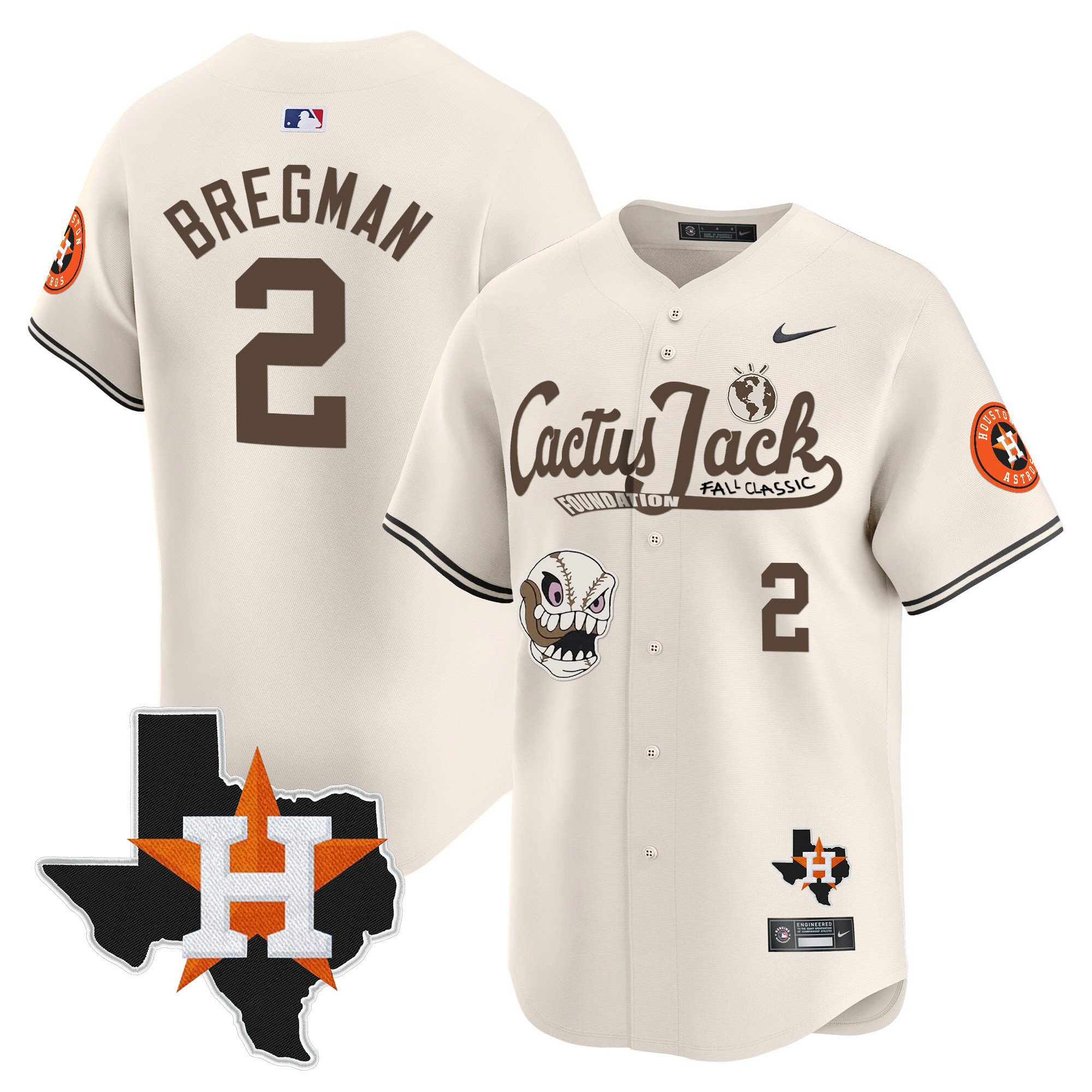 Alex Bregman 2 Houston Astros Cactus Jack Foundation Fall Classic Limited Men MLB Jersey Men's