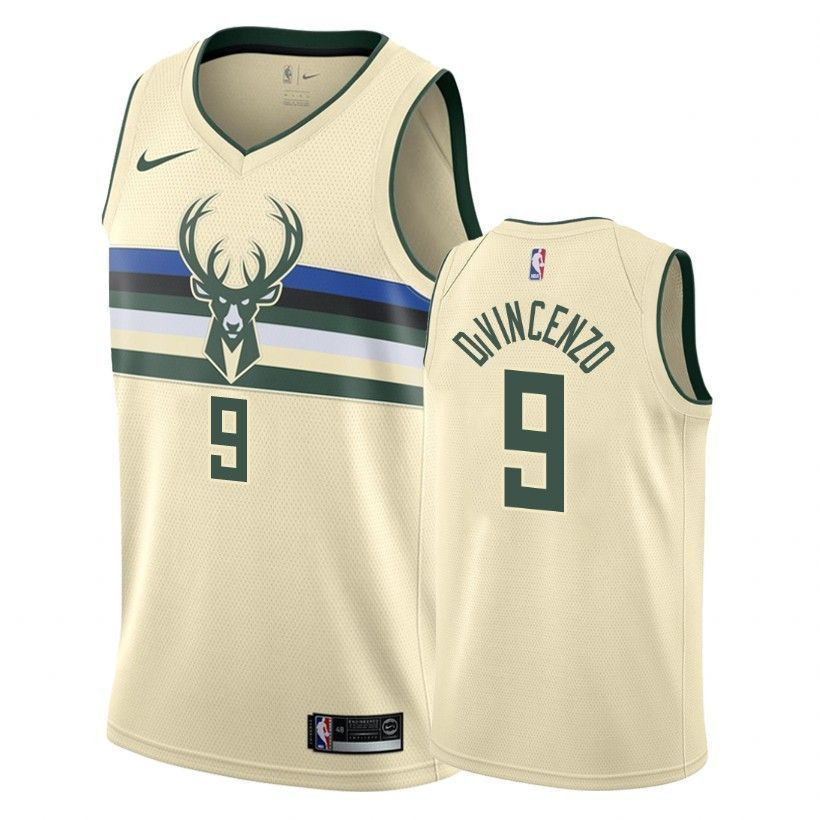 Milwaukee Bucks Donte Divincenzo 9 City Edition Cream NBA Jersey Men's