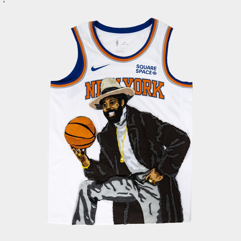 New York Knicks Garden Of Dreams Printin White Player Art NBA Jersey Men's
