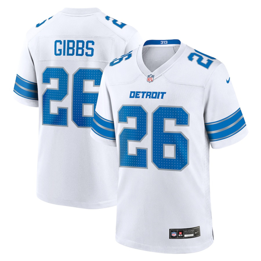 Jahmyr Gibbs 26 Detroit Lions Game White, Men NFL Jersey Men's