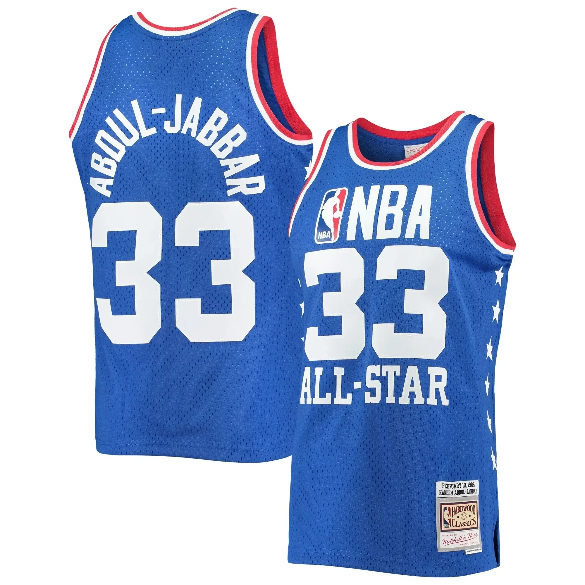 Kareem Abdul-jabbar Western Conference Mitchell Ness 1985 All Star Game Swingman Royal NBA Jersey Men's
