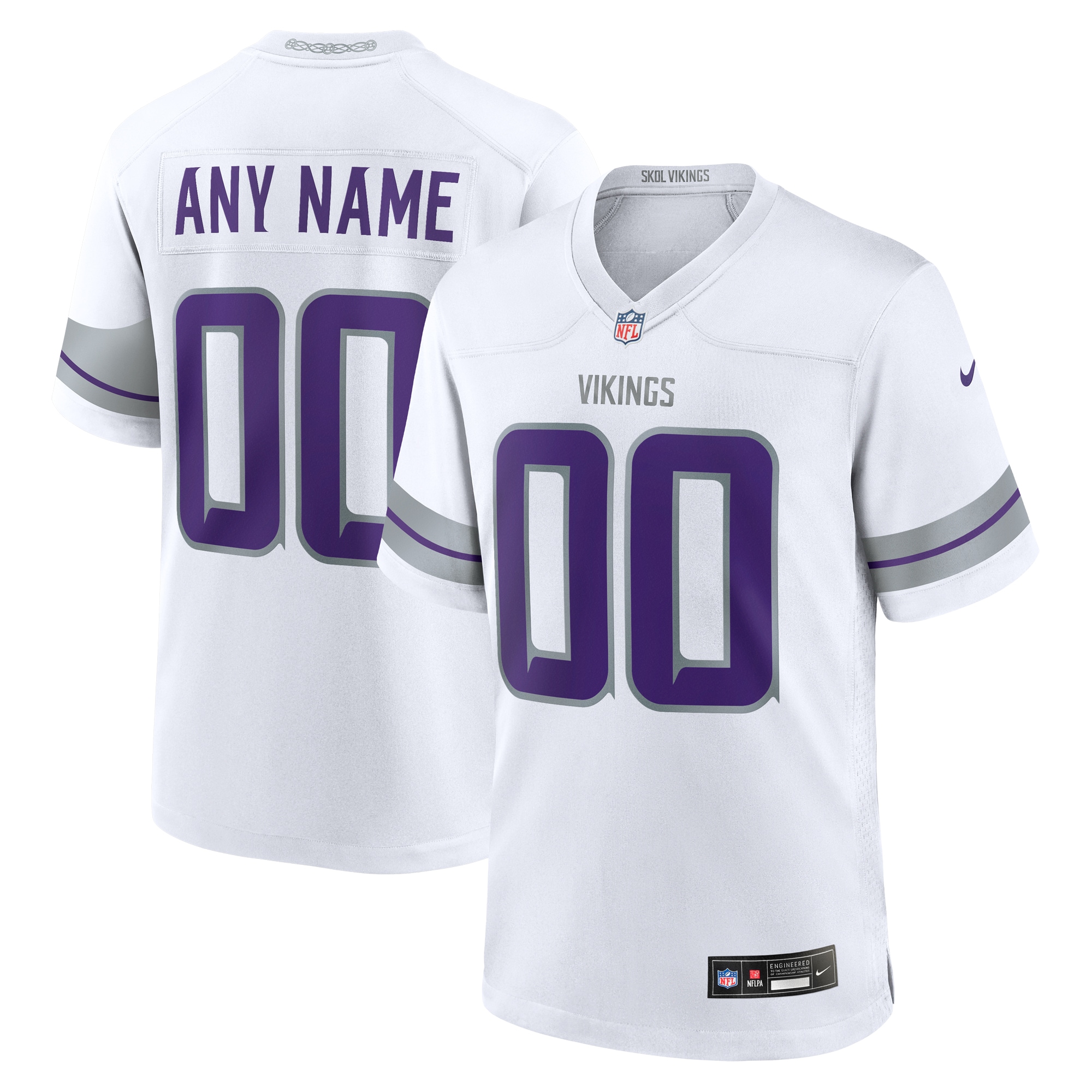 Minnesota Vikings White Alternate Custom Game NFL Jersey Men's