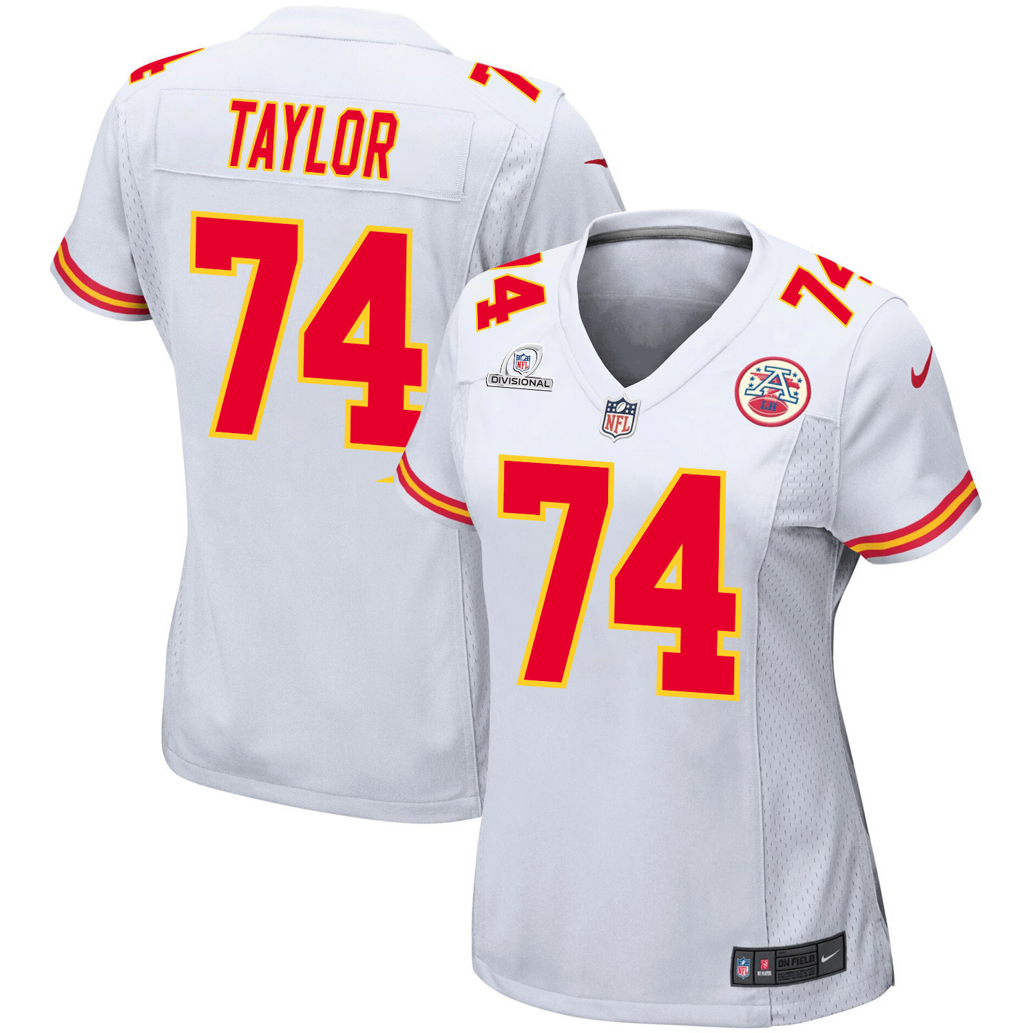 Jawaan Taylor 74 Kansas City Chiefs Super Bowl LVIII Patch Game White NFL Jersey Women's