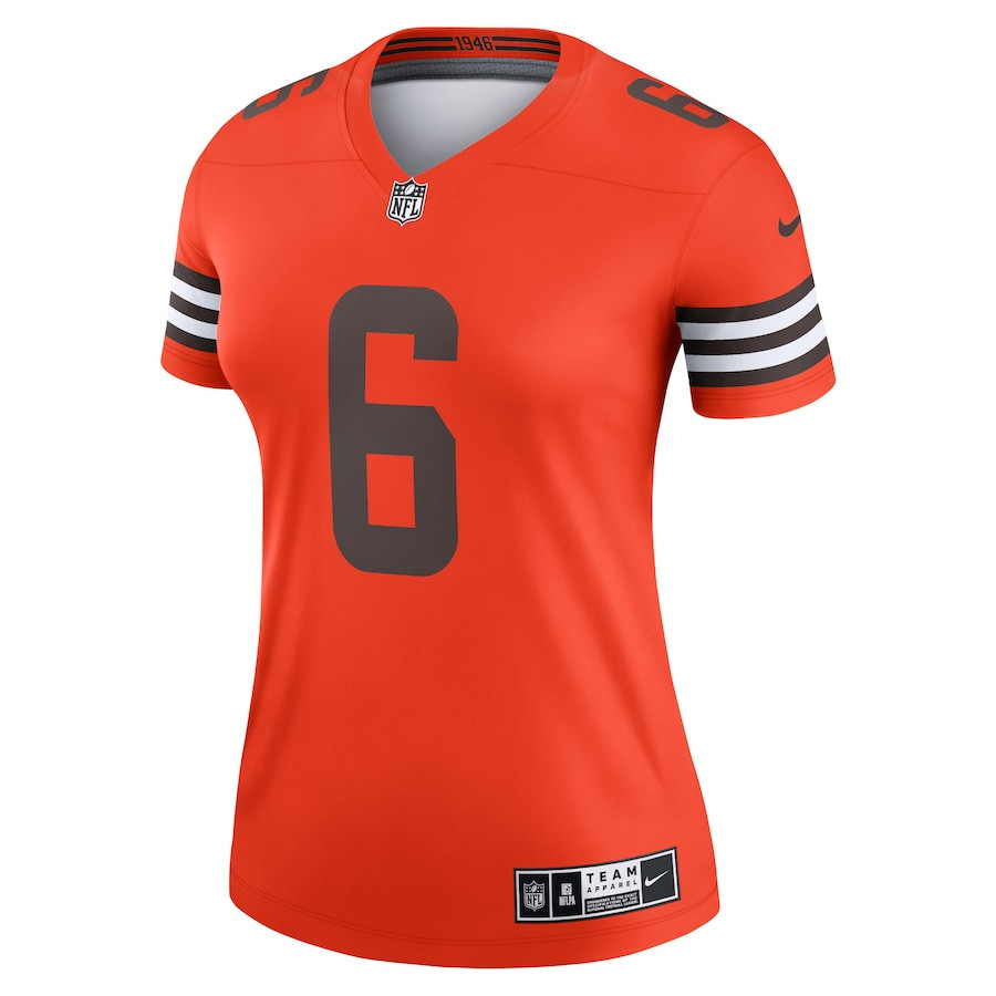 Baker Mayfield 6 Cleveland Browns Inverted Legend Orange NFL Jersey Women's