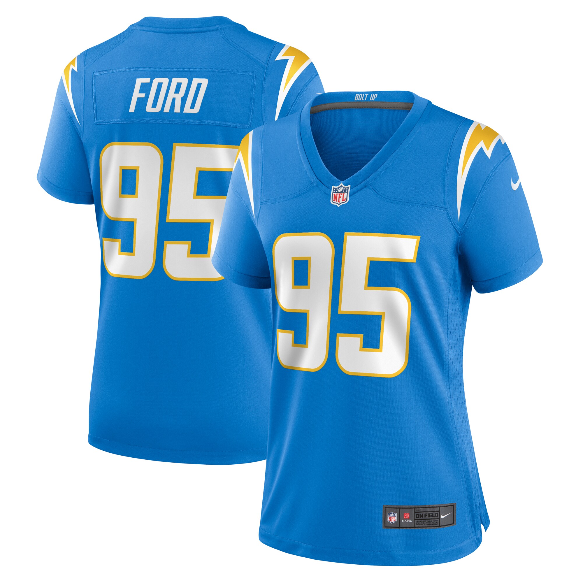 Los Angeles Chargers Poona Ford Powder Blue Team Game NFL Jersey Women's