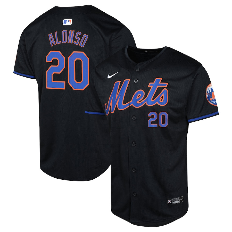 Pete Alonso 20 New York Mets Alternate Limited Black MLB Jersey Youth