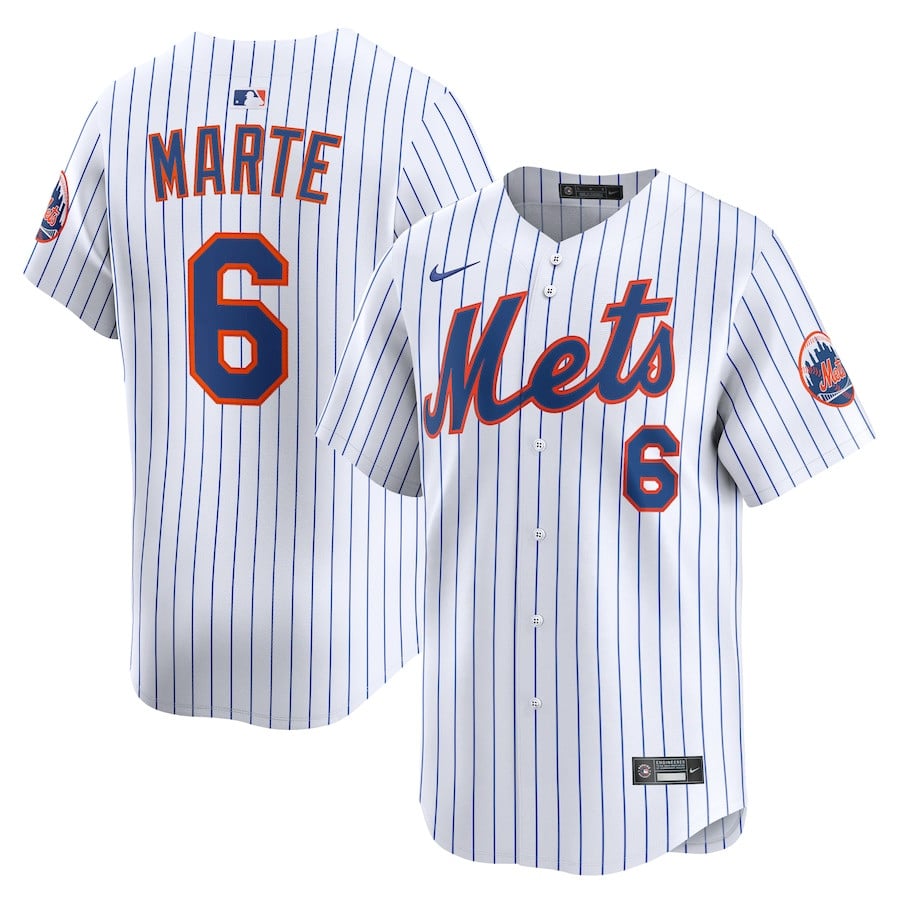 Starling Marte 6 New York Mets Alternate Limited Player White MLB Jersey Men's