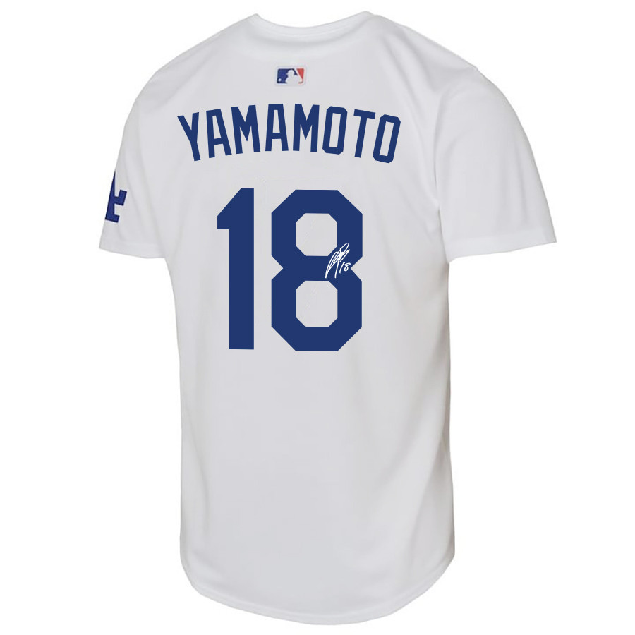Yoshinobu Yamamoto 18 Signed Los Angeles Dodgers Home White MLB Jersey Youth