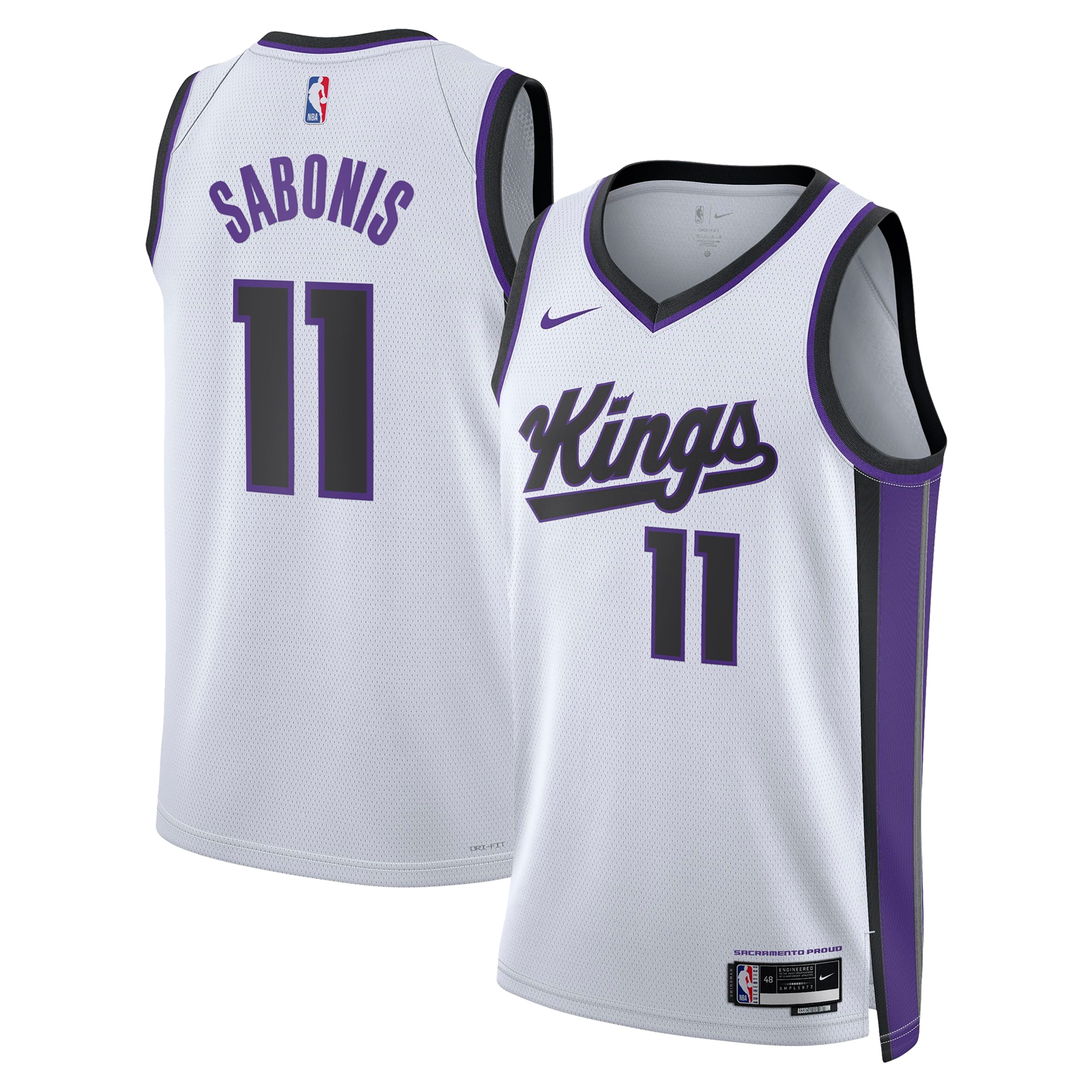 Sacramento Kings Association Edition Swingman White Domantas Saboni Unisex NBA Jersey Unisex