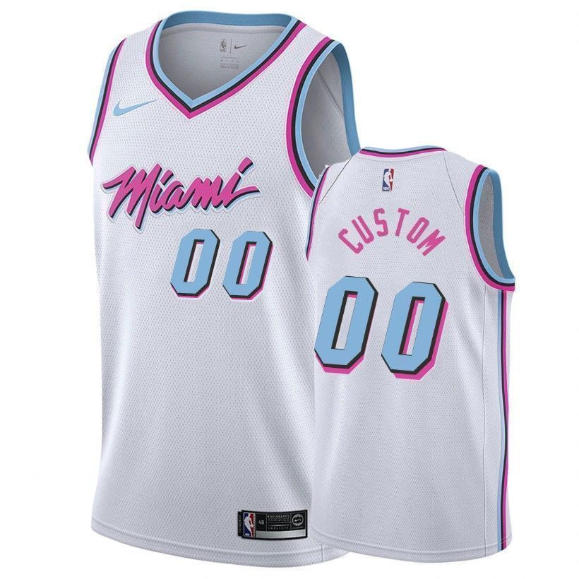 Miami Heat Custom 00 Cit White NBA Jersey Men's