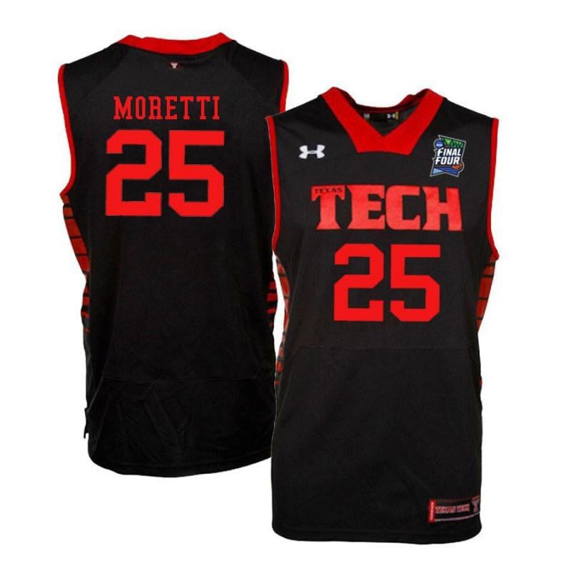 Under Armour 25 Davide Moretti Black Texas Tech Red Raiders NCAA Jersey Men's