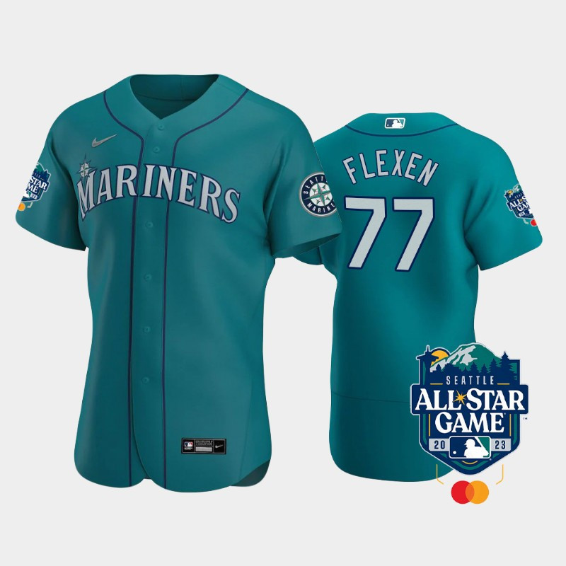 2023 All Star Game Seattle Mariners 77 Chris Flexen Aqua MLB Jersey Men's