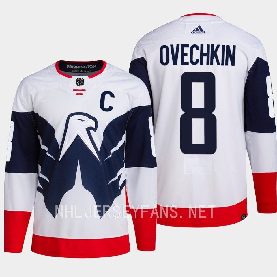 Alexander Ovechkin 8 Washington Capitals 2023 Stadium White Primegreen NHL Jersey Men's