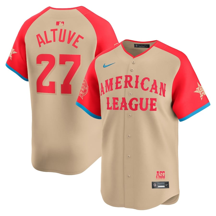 Jose Altuve 27 American League 2024 All Star Game Limited Player Cream MLB Jersey Men's