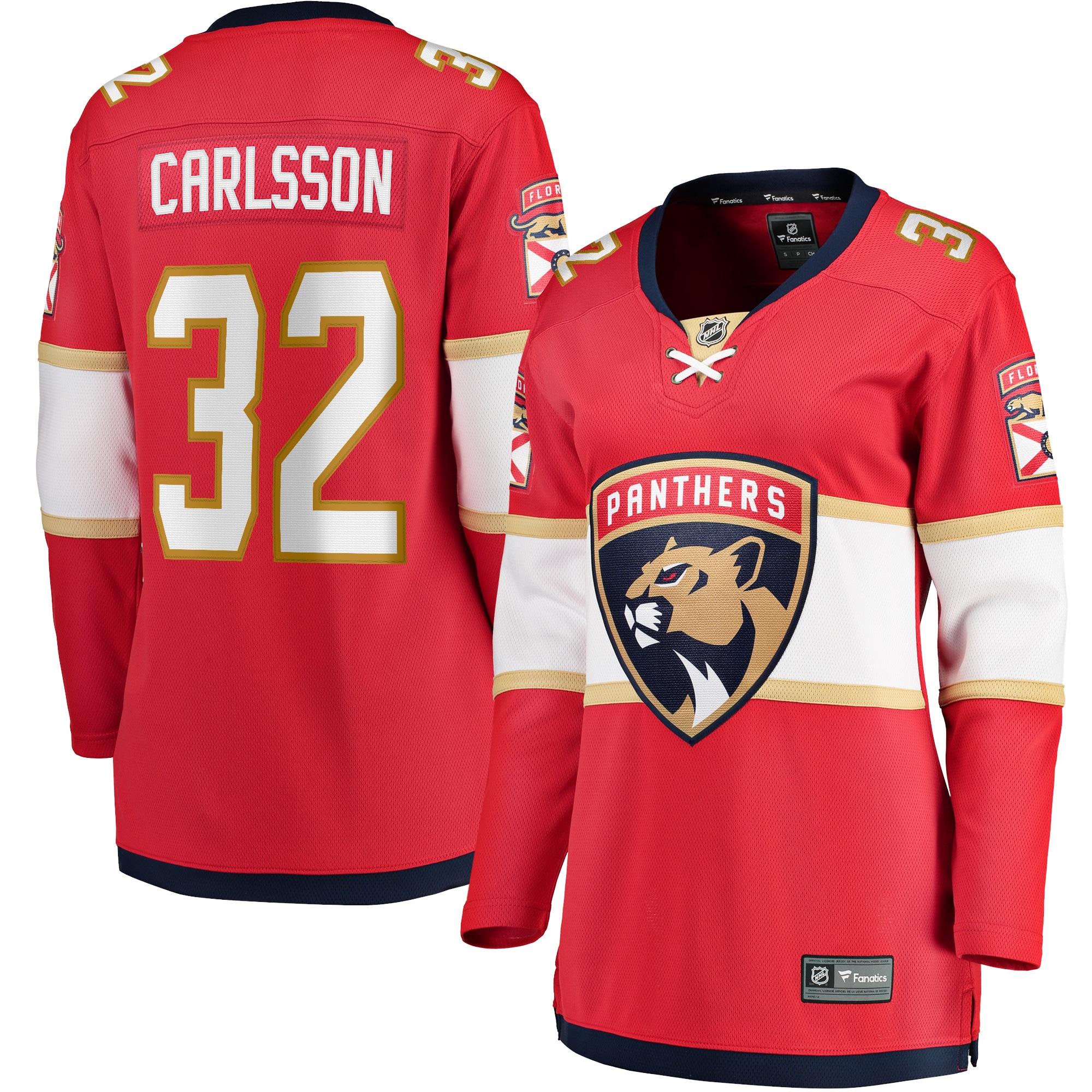 Florida Panthers Lucas Carlsson Red Home Breakaway Player NHL Jersey Women's