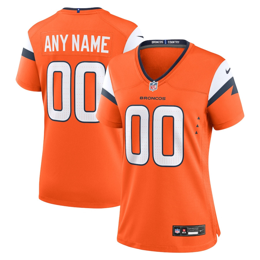 Denver Broncos Custom Game Orange NFL Jersey Women's