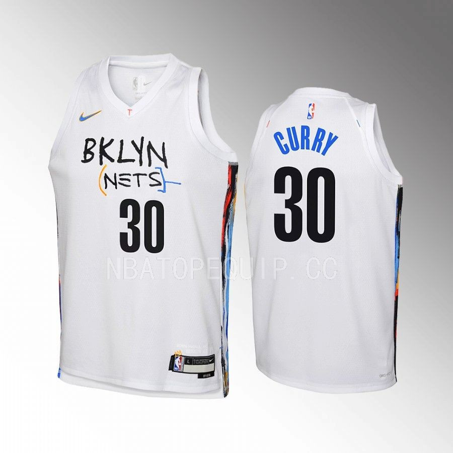 Brooklyn Nets Seth Curry 30 City Editio Whit Swingman NBA Jersey Youth