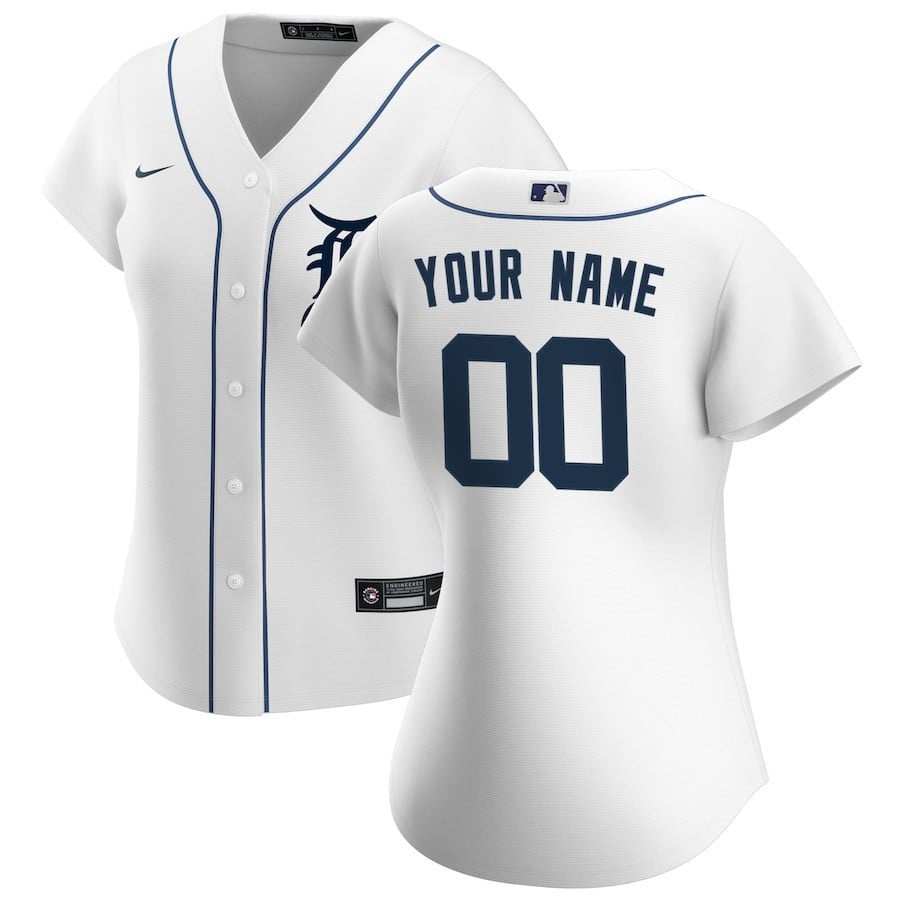 Detroit Tigers Home Custom White MLB Jersey Women's
