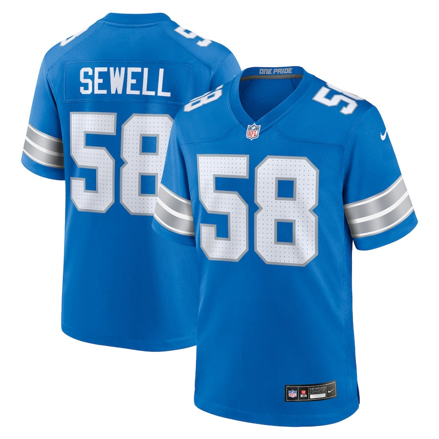 Penei Sewell 58 Detroit Lions Game Blue, Men NFL Jersey Men's