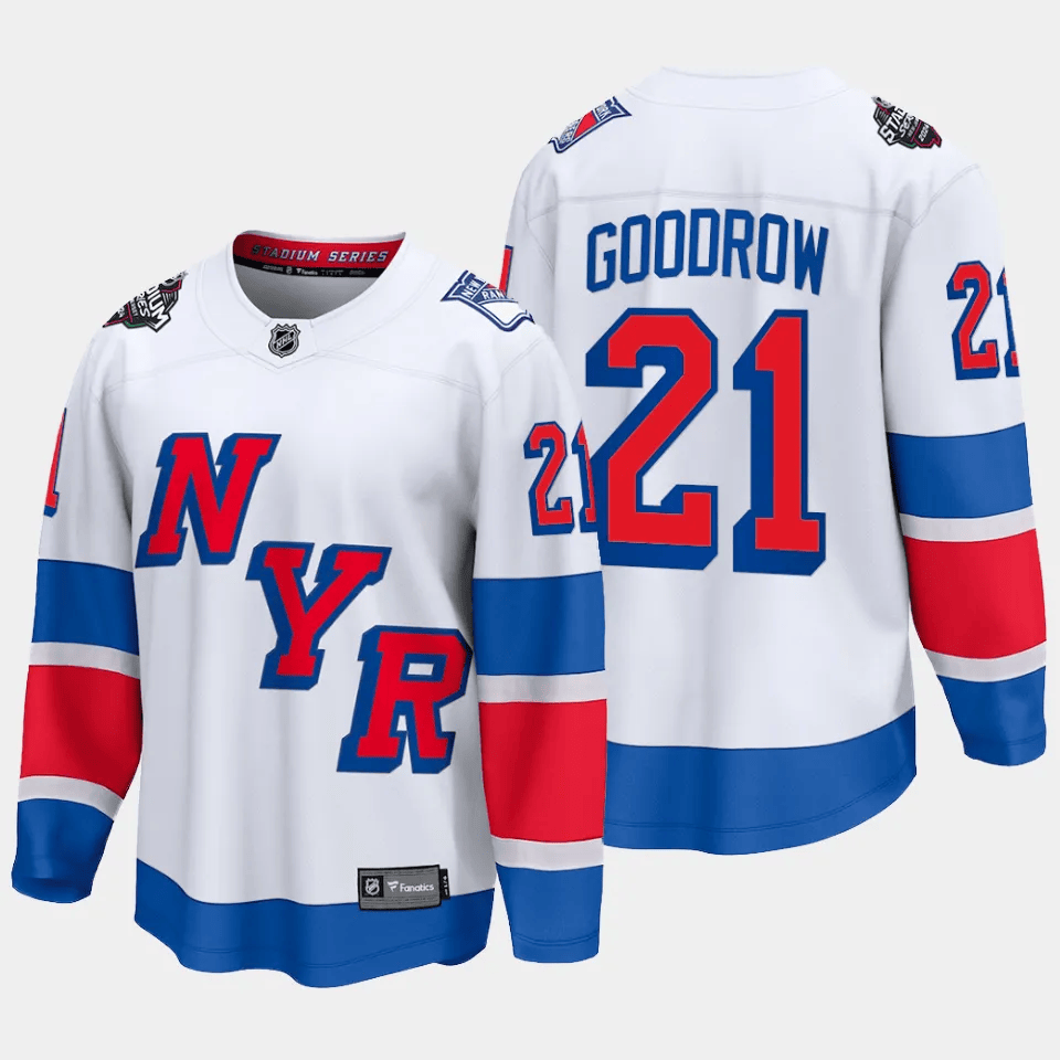 Barclay Goodrow 21 New York Rangers 2024 Stadium Series Patch Breakaway White NHL Jersey Men's