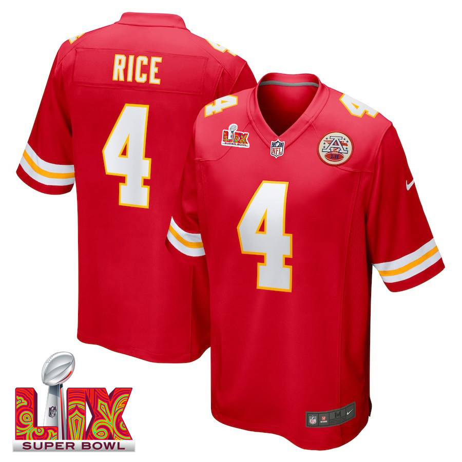 Rashee Rice #4 Kansas City Chiefs Super Bowl LIX Red NFL Jersey Men's