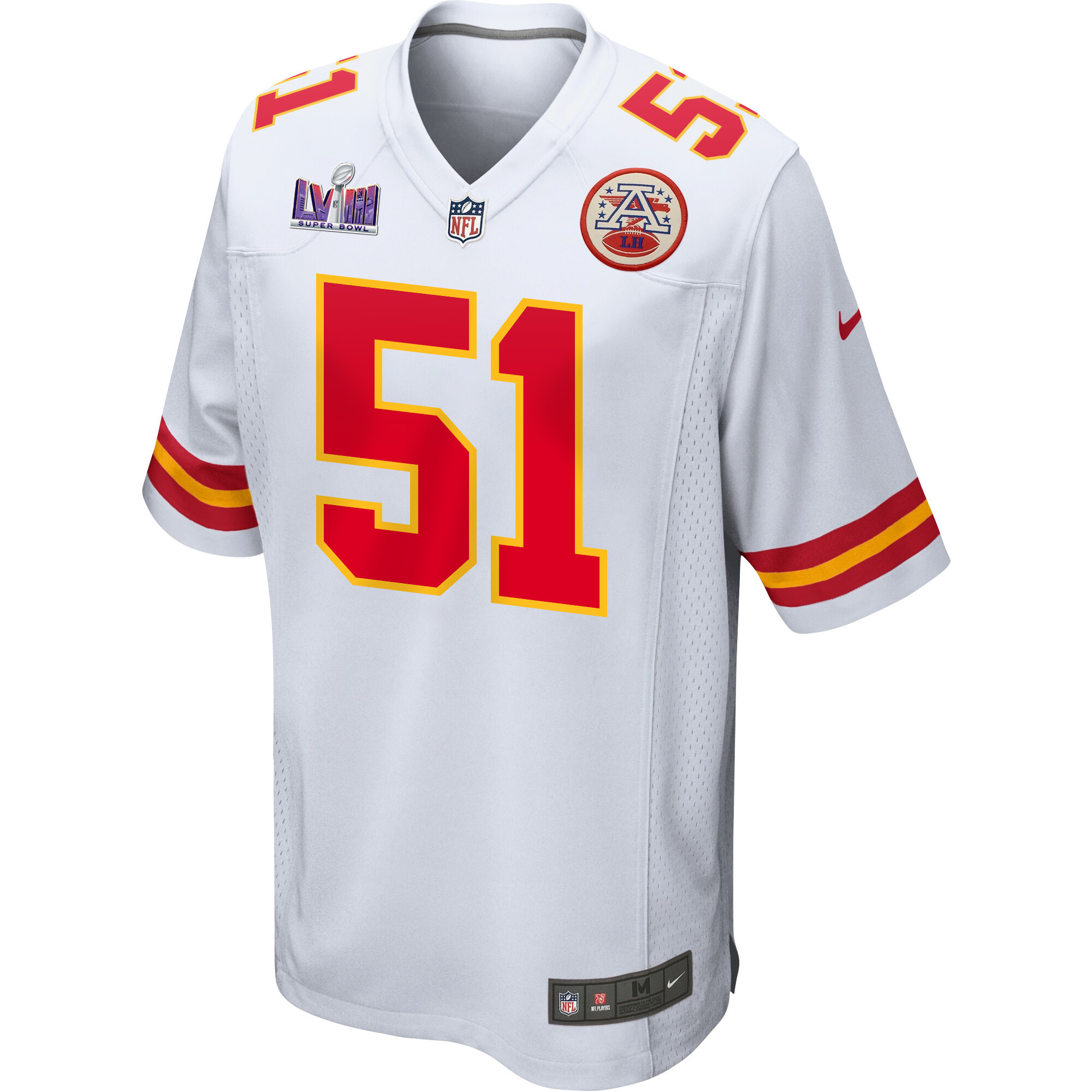 Mike Danna 51 Kansas City Chiefs Super Bowl LVIII Patch Game White NFL Jersey Men's