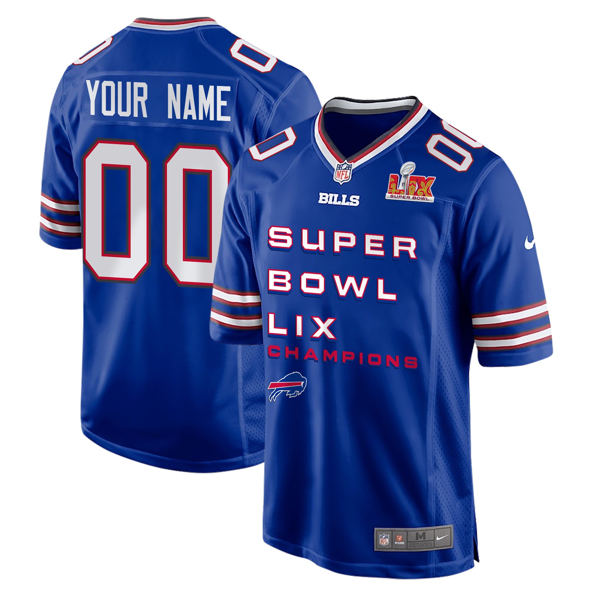 Buffalo Bills Super Bowl LIX Champions V3 Game Custom Royal NFL Jersey Men's