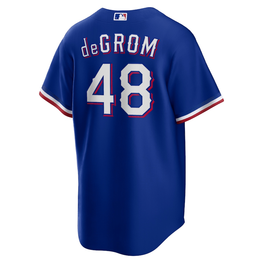Jacob deGrom 48 Texas Rangers Alternate Royal MLB Jersey Men's