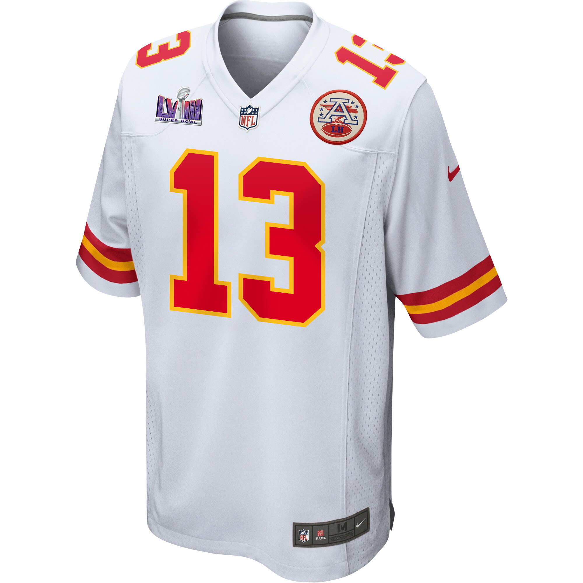 Nazeeh Johnson 13 Kansas City Chiefs Super Bowl LVIII Patch Game White NFL Jersey Men's