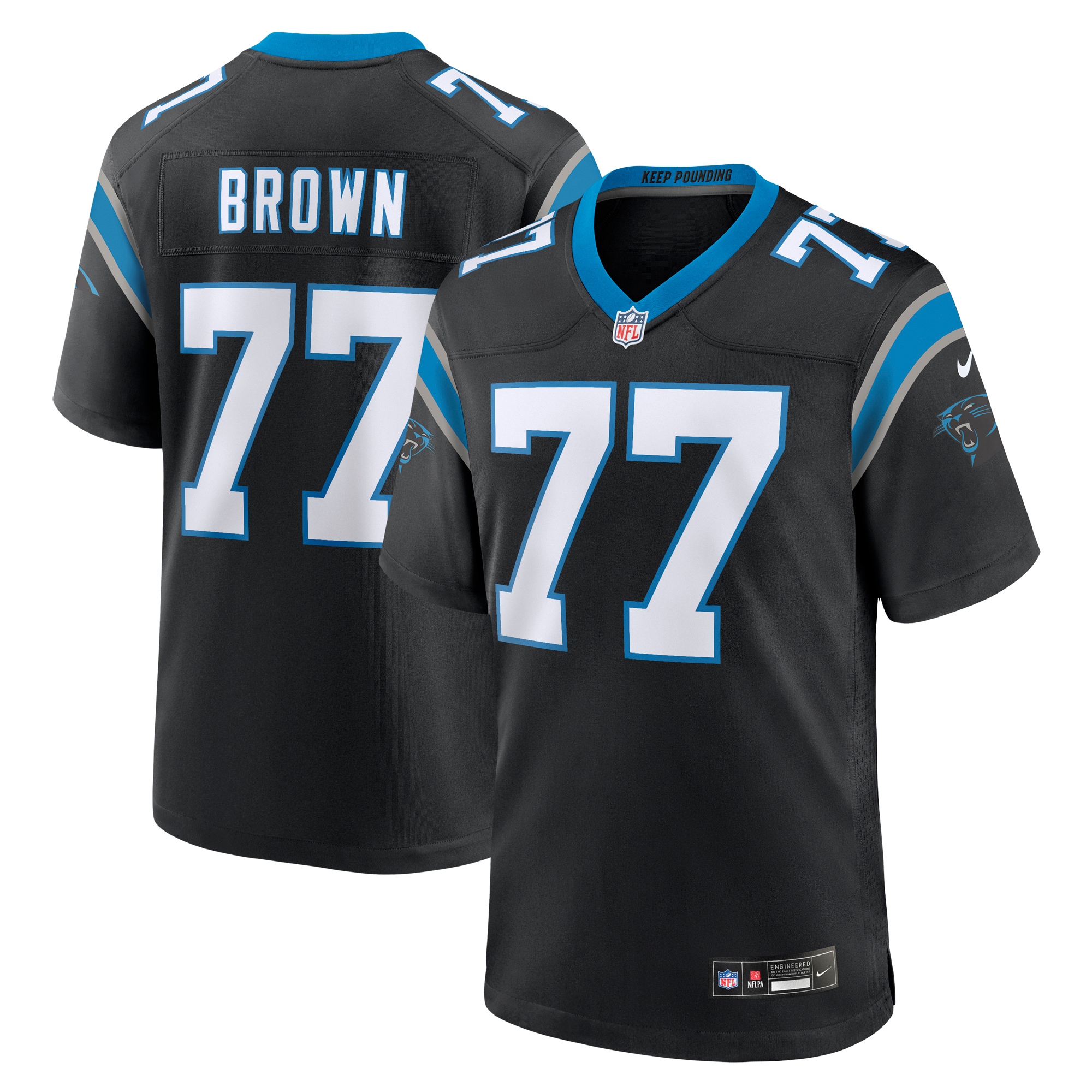 Carolina Panthers Deonte Brown Black Team Game NFL Jersey Men's