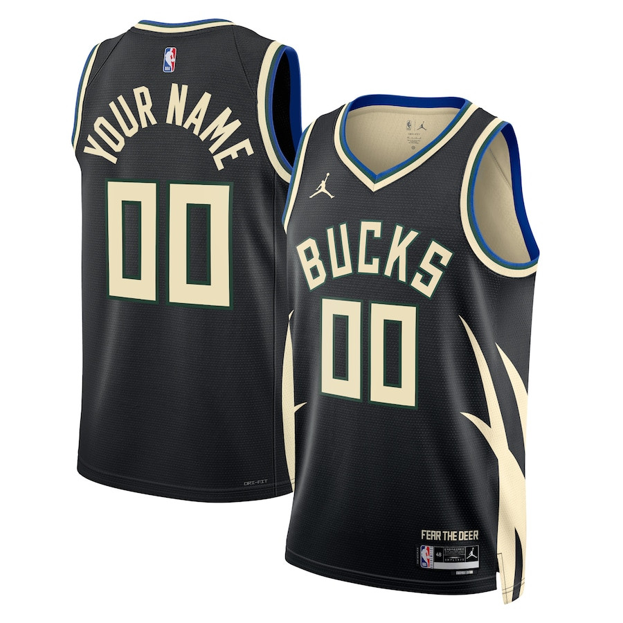 Milwaukee Bucks 2023/24 Statement Swingman Custom Black NBA Jersey Men's