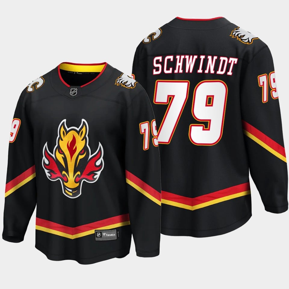 Calgary Flames Cole Schwindt 79 Alternate Black Breakaway Player NHL Jersey Men's