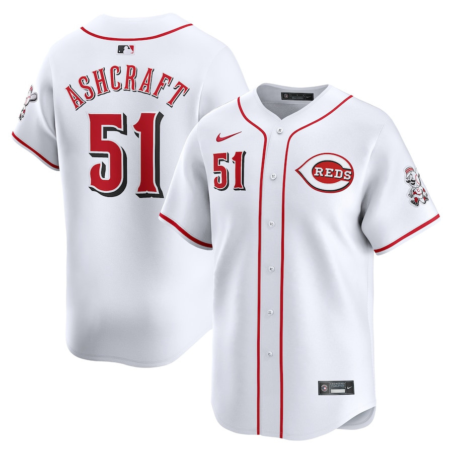 Graham Ashcraft 51 Cincinnati Reds Home Limited Player White MLB Jersey Men's
