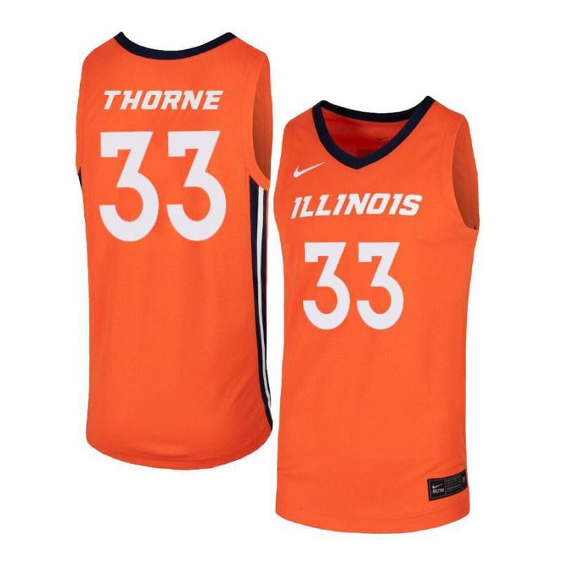 33 Mike Thorne Orange Elite Illinois Fighting Illini NCAA Jersey Men's