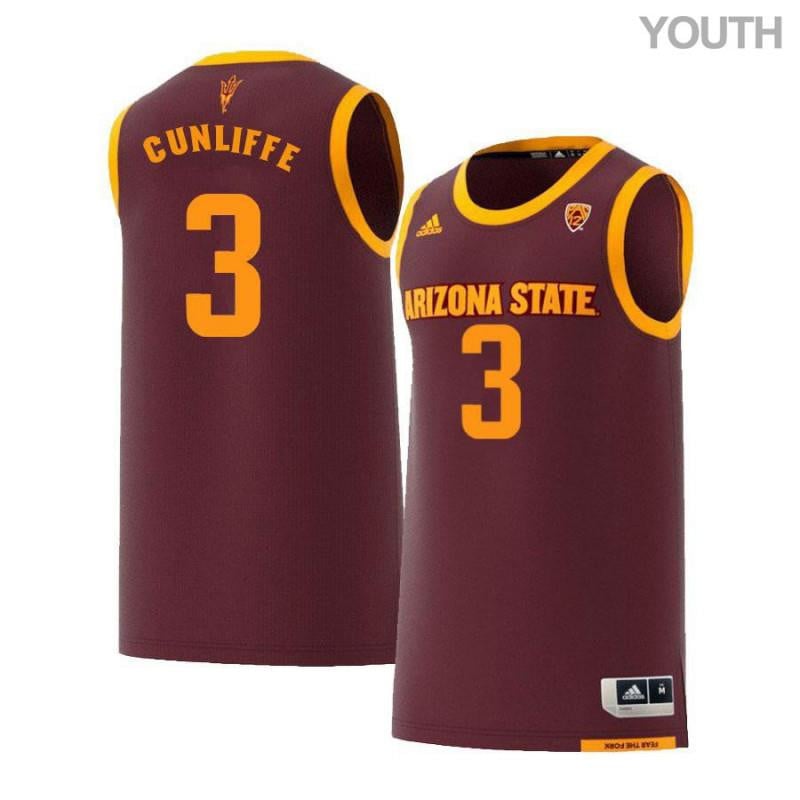 3 Sam Cunliffe Maroon Retro Arizona State Sun Devils NCAA Jersey Youth