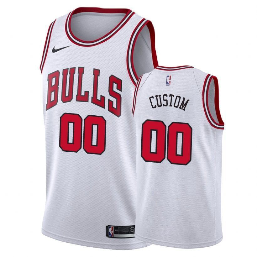 Chicago Bulls Custom 00 Association Wihte NBA Jersey Men's