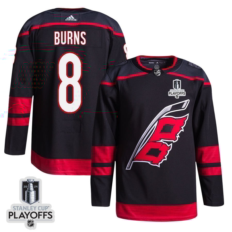 Brent Burns 8 Carolina Hurricanes 2024 Playoffs Patch Home Black NHL Jersey Men's