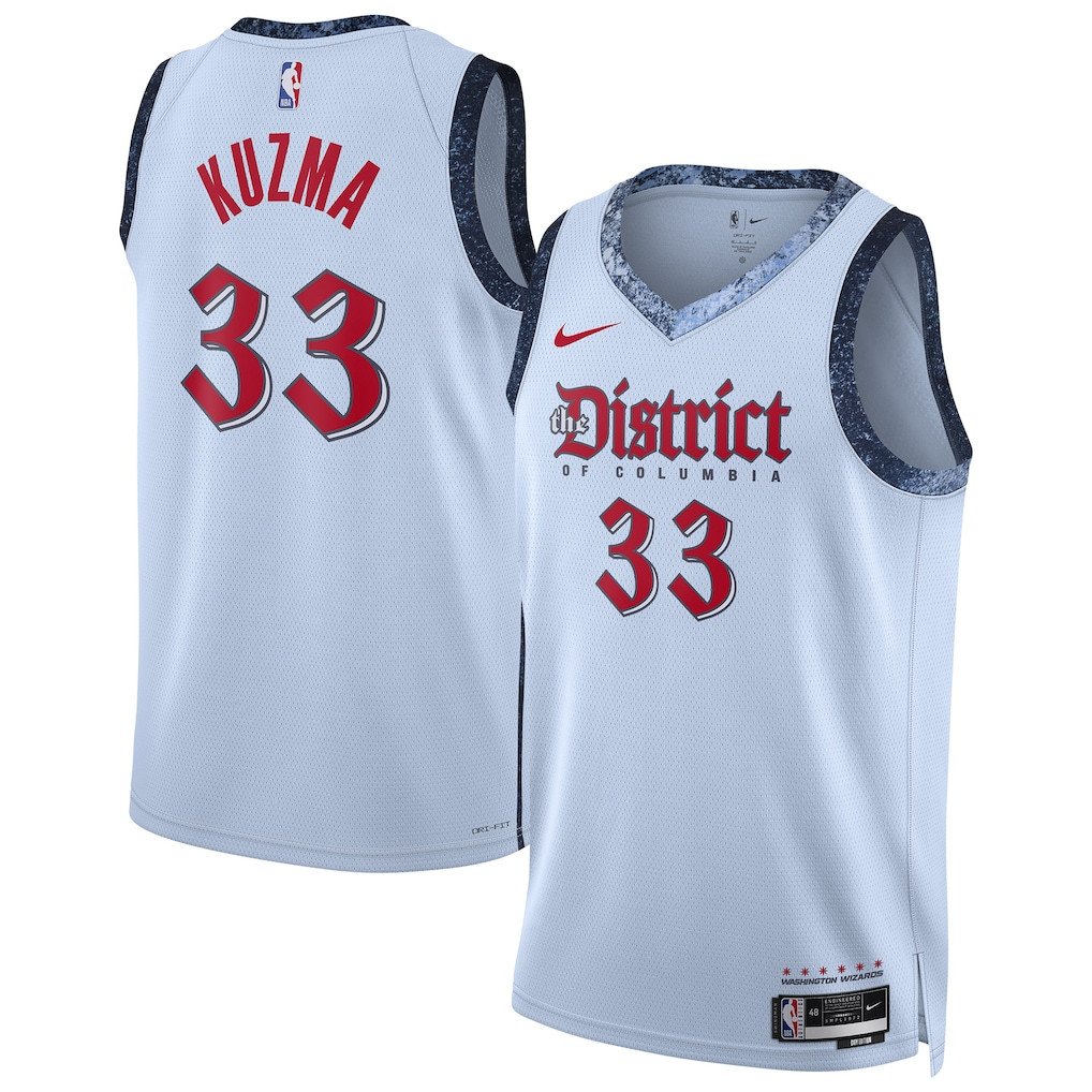 Kyle Kuzma 33 Washington Wizard Unisex 2024/25 Swingman Player City Edition Powder Blue NBA Jersey Unisex