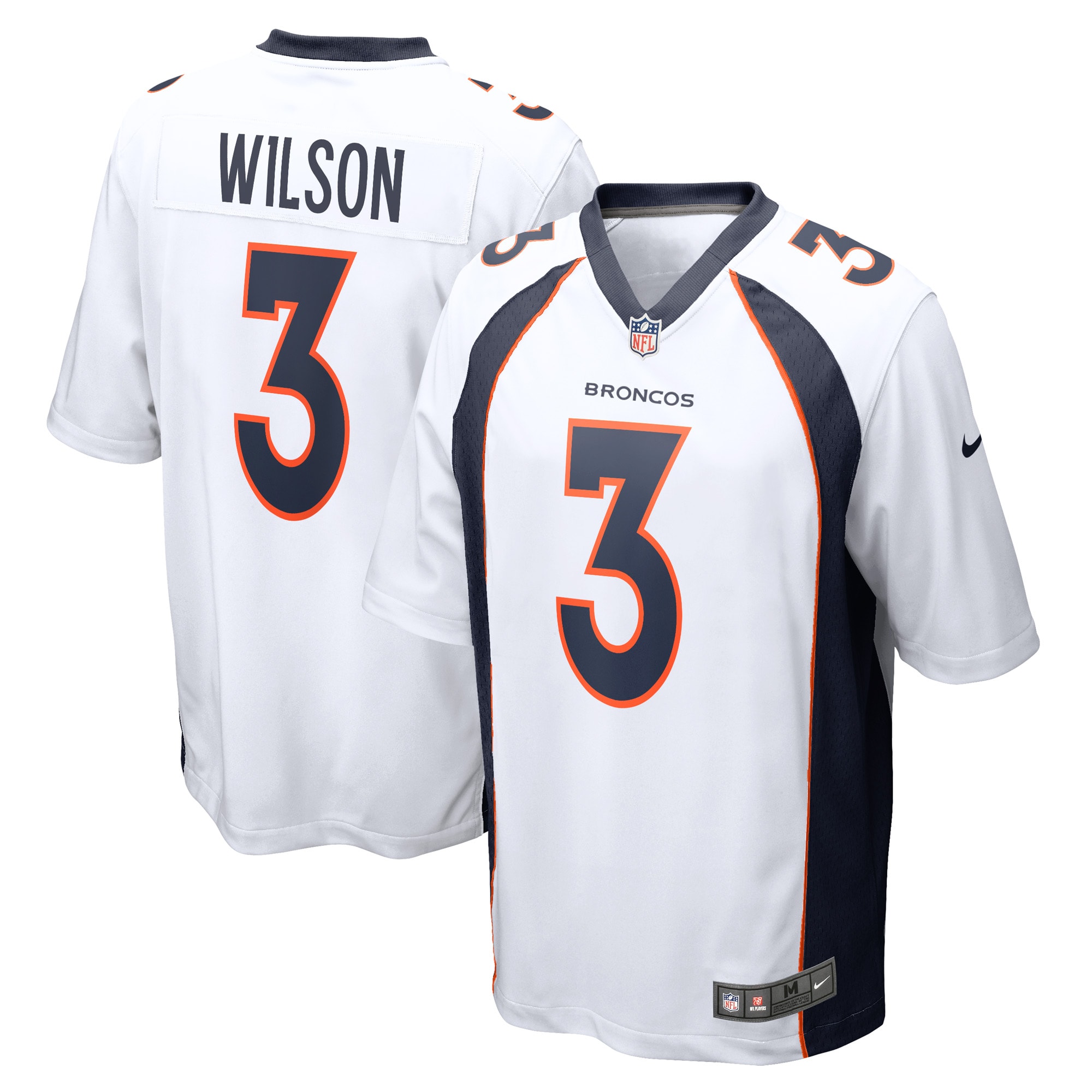 Denver Broncos Russell Wilson White Game NFL Jersey Men's
