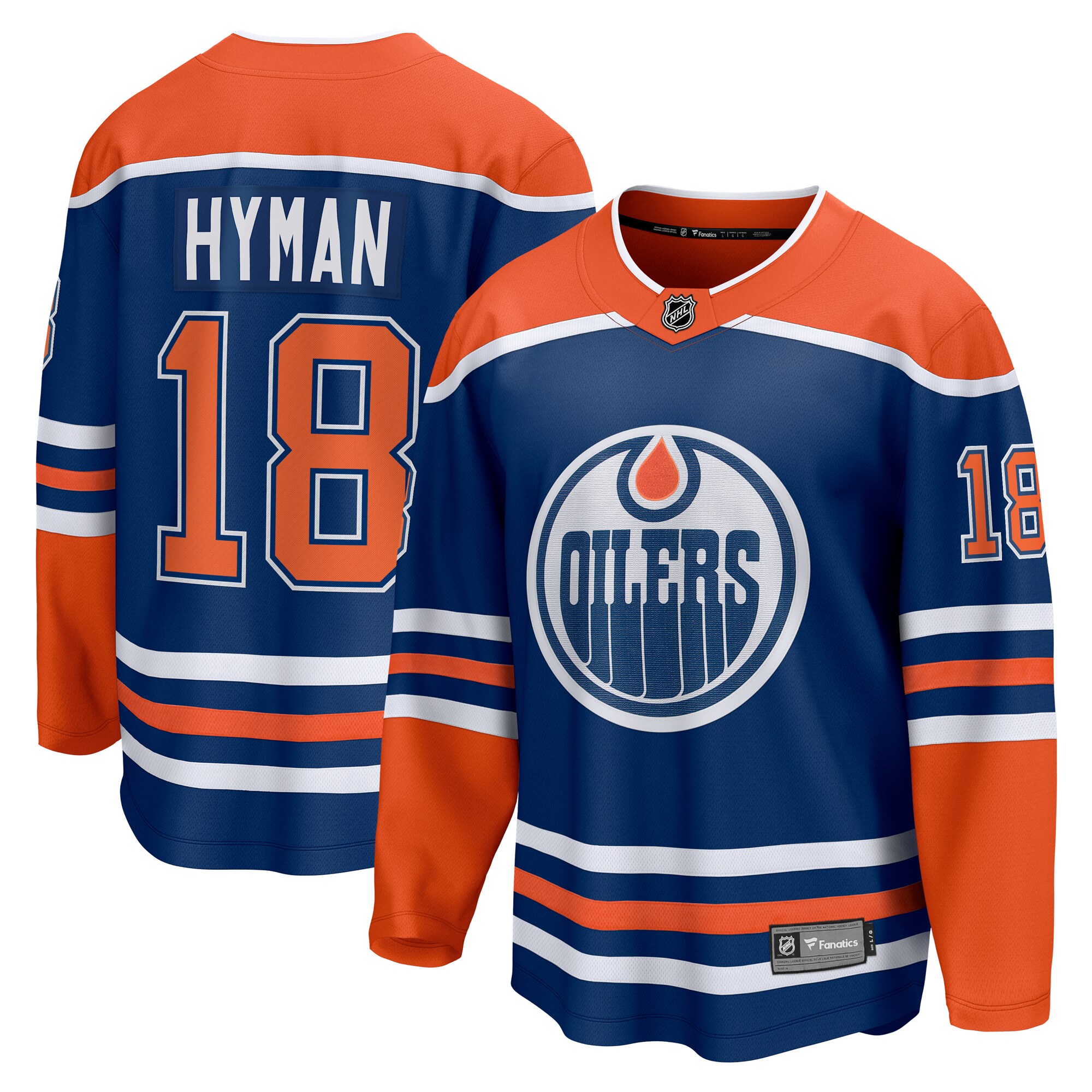 Edmonton Oilers Zach Hyman Royal Home Breakaway Player NHL Jersey Men's