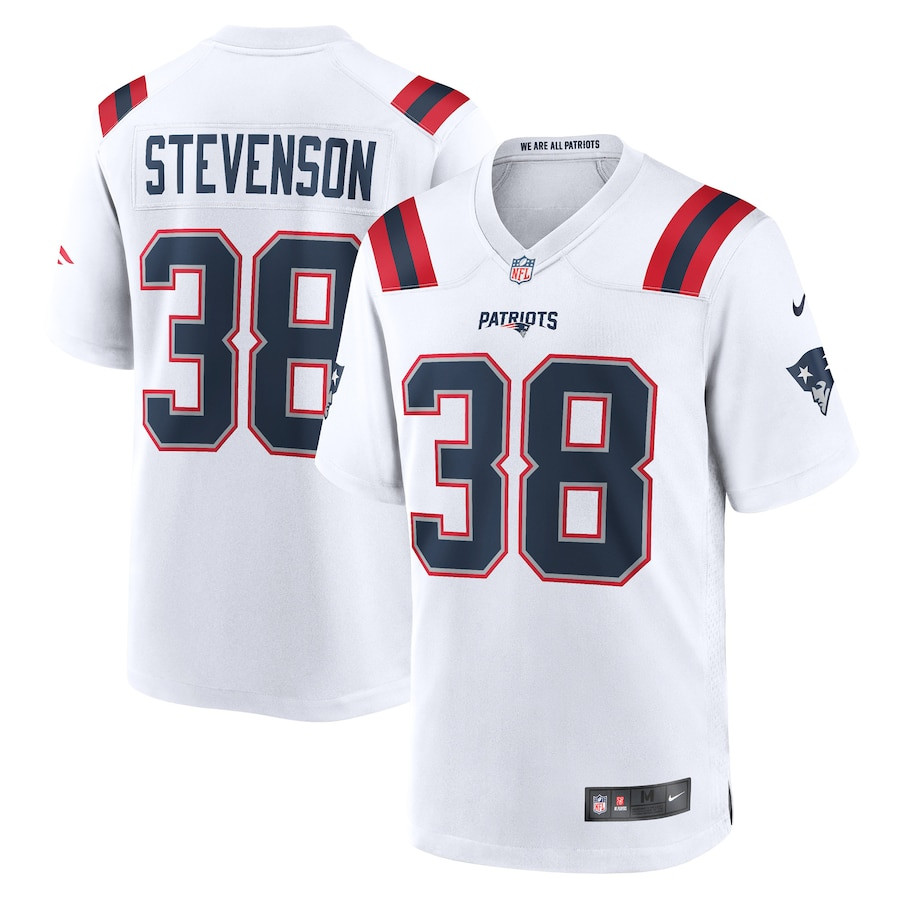 Rhamondre Stevenson 38 New England Patriots Game White NFL Jersey Men's