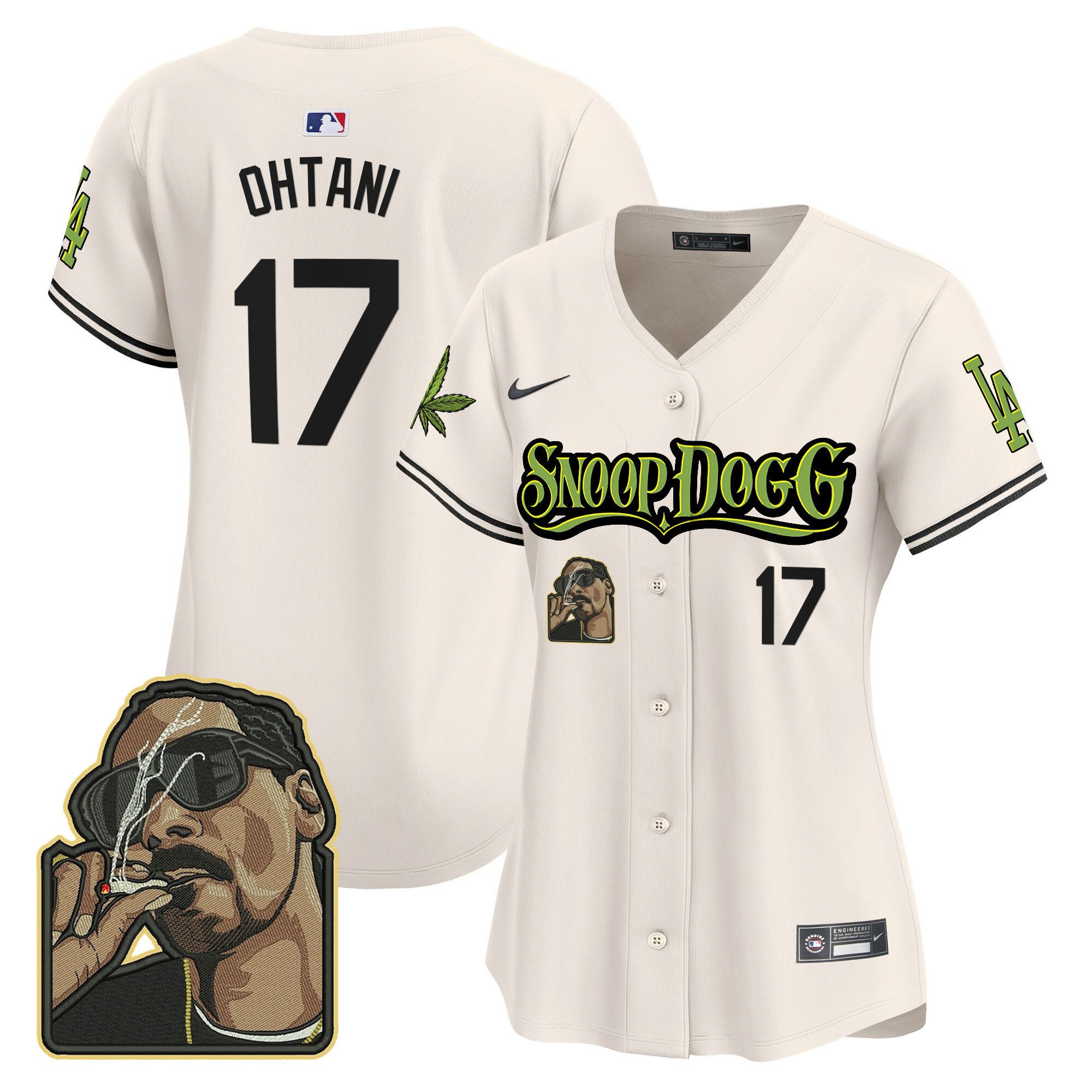 Shohei Ohtani 17 Los Angeles Dodgers Snoop Dogg Cream MLB Jersey Women's