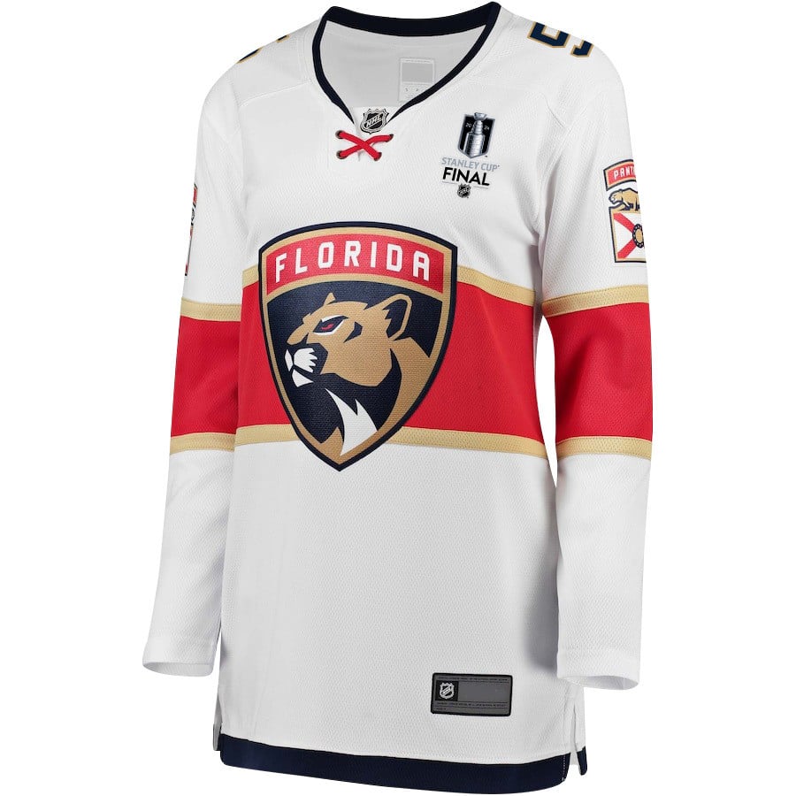Aaron Ekblad 5 Florida Panthers 2024 STANLEY CUP Final Away Breakaway White NHL Jersey Women's