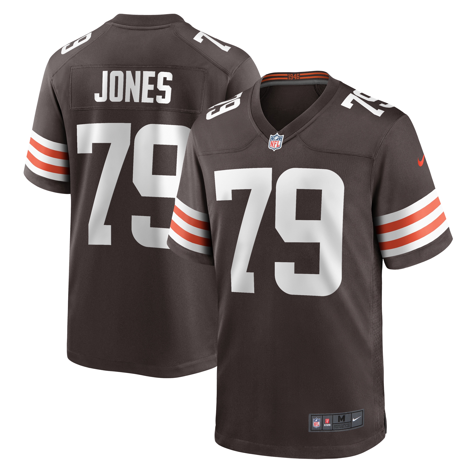 Cleveland Browns Dawand Jones Brown Team Game NFL Jersey Men's