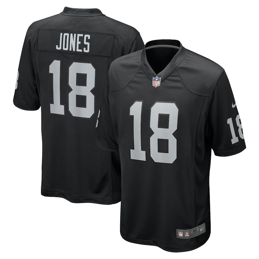 Jack Jones 18 Las Vegas Raiders Team Game Black NFL Jersey Men's