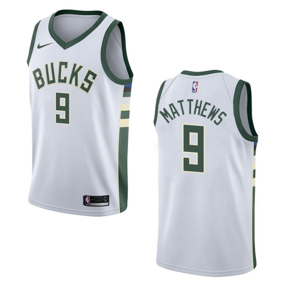 Milwaukee Bucks 9 Wesley Matthews Association Swingman White NBA Jersey Men's