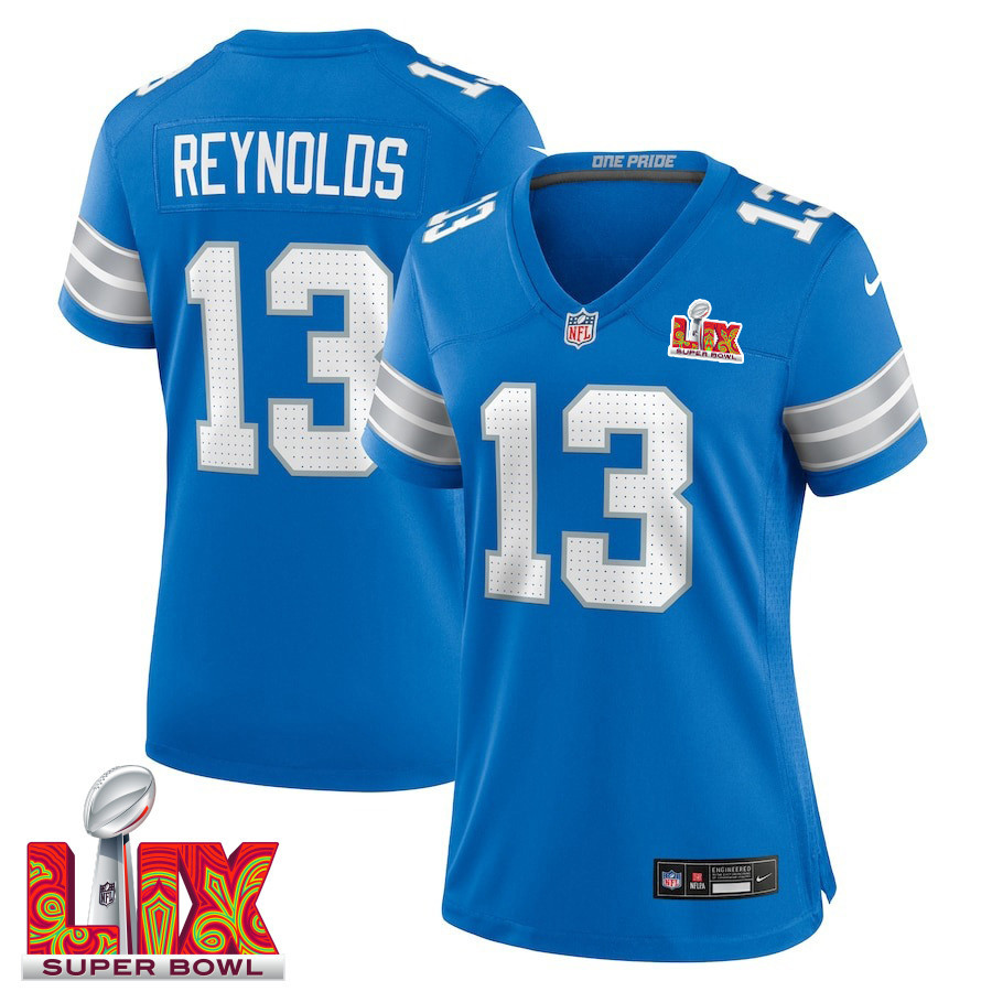 Craig Reynolds #13 Detroit Lions Super Bowl LIX Blue NFL Jersey Women's