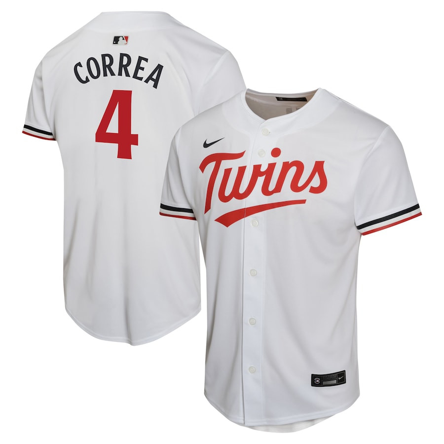 Carlos Correa 4 Minnesota Twins Home Game Player White MLB Jersey Youth