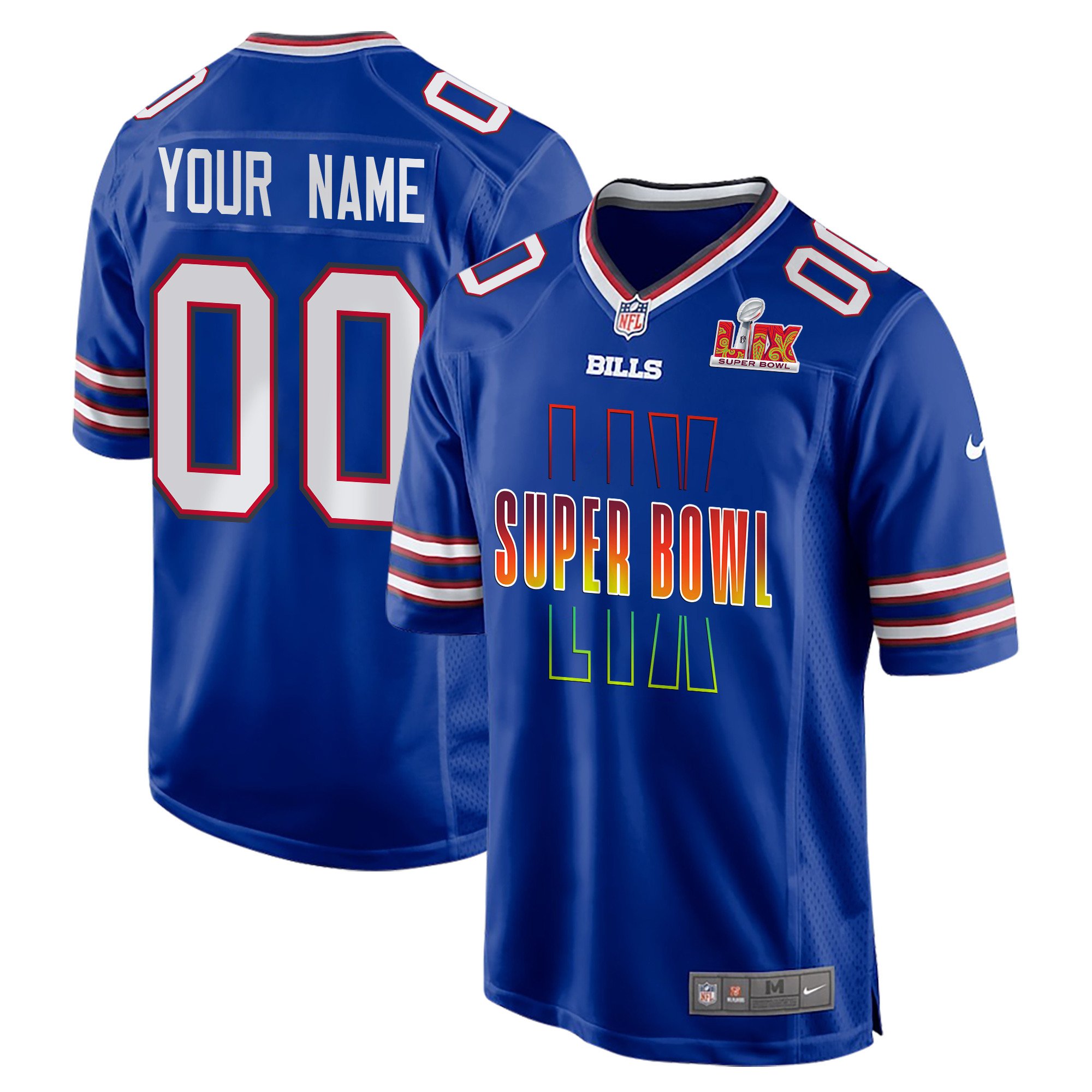 Buffalo Bills Super Bowl LIX Game Custom Royal NFL Jersey Men's